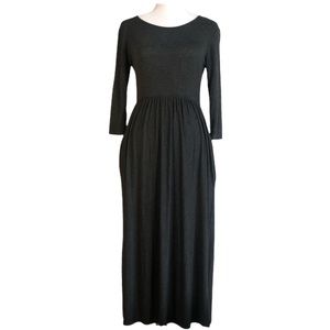 Iconic Luxe Jersey Dress Charcoal Gray Pockets